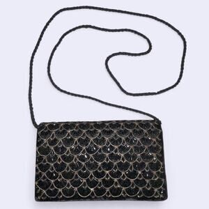 90s vintage black velvet clutch